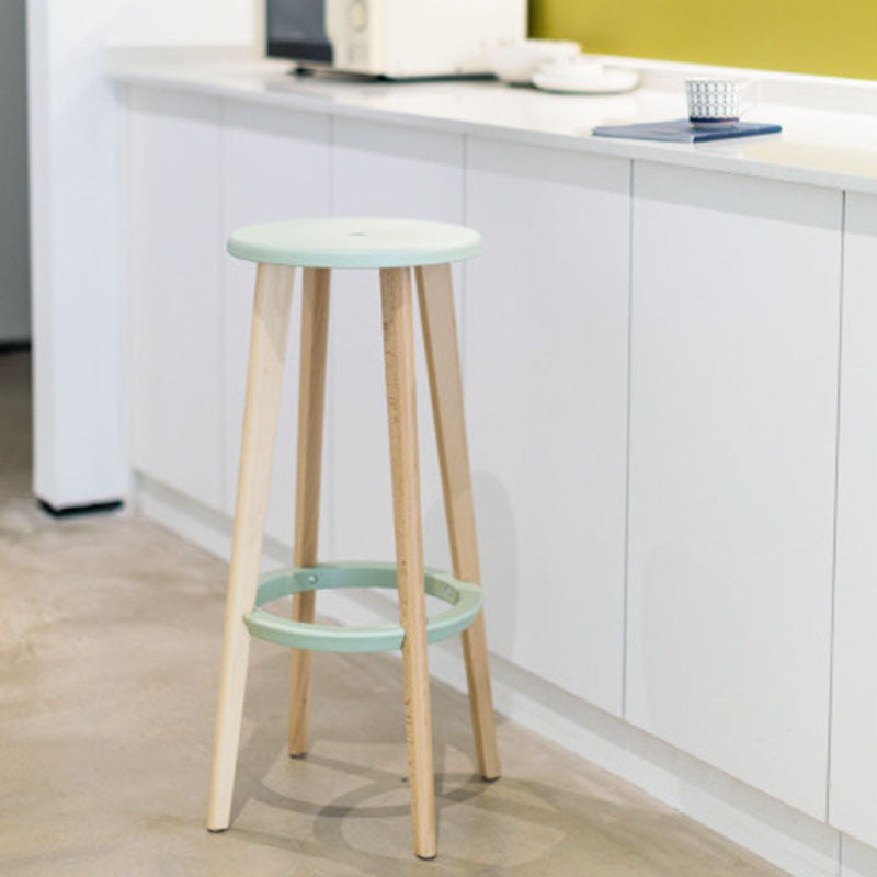 Ergonomic Scandinavian Beech Wood Bar Stool - Heavy-Duty Beech Legs Eco PP Seat Round Footrest Counter Stool For Kitchen &amp; Dining Room