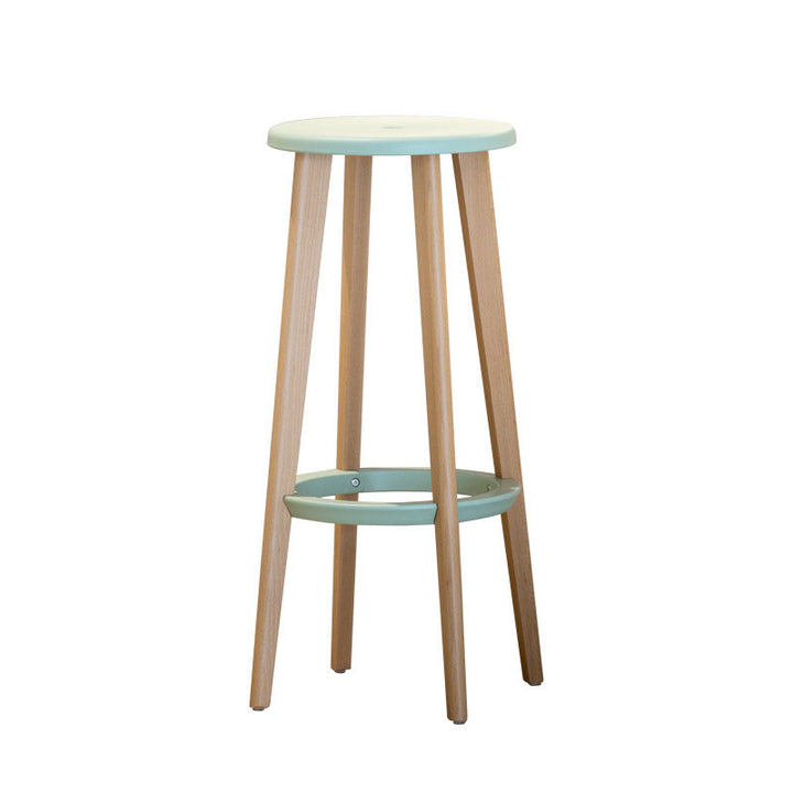Ergonomic Scandinavian Beech Wood Bar Stool - Heavy-Duty Beech Legs Eco PP Seat Round Footrest Counter Stool For Kitchen &amp; Dining Room
