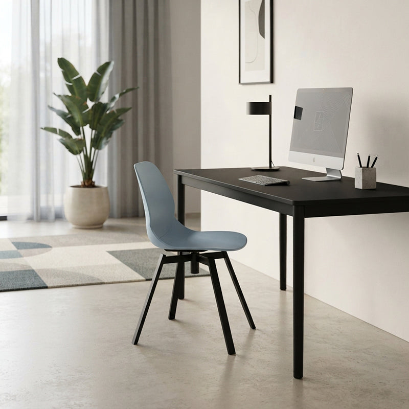 Modern Minimalist 360° Swivel Dining Chair - PP Seat And Black Metal Base Chair For Dining Room