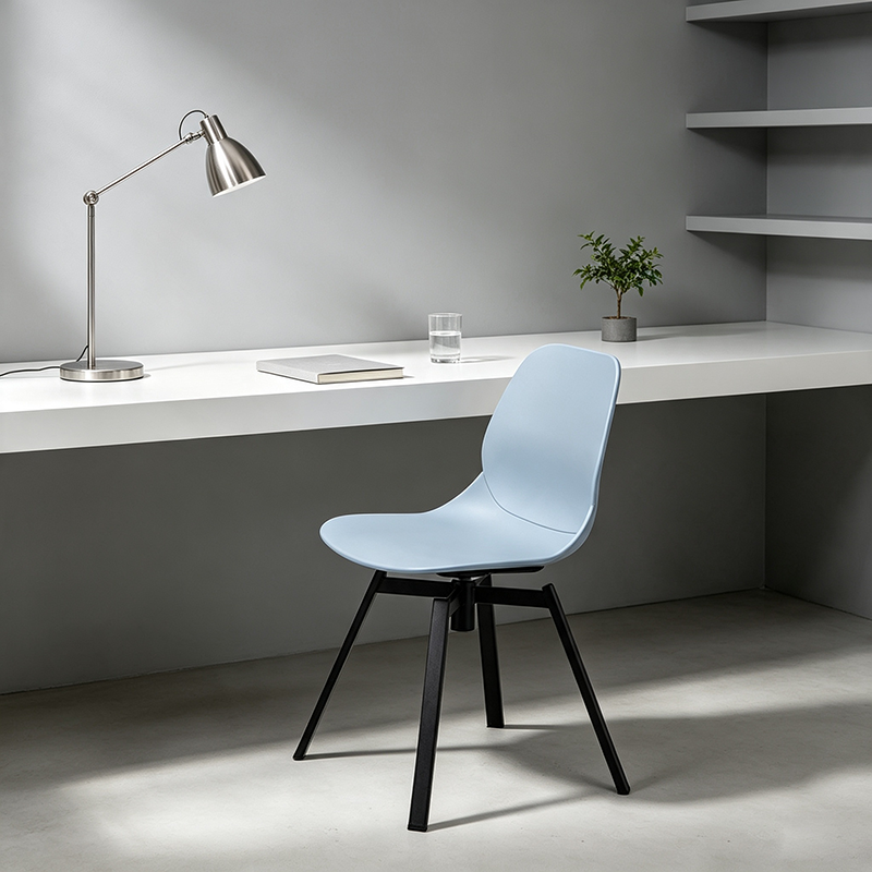 Modern Minimalist 360° Swivel Dining Chair - PP Seat And Black Metal Base Chair For Dining Room