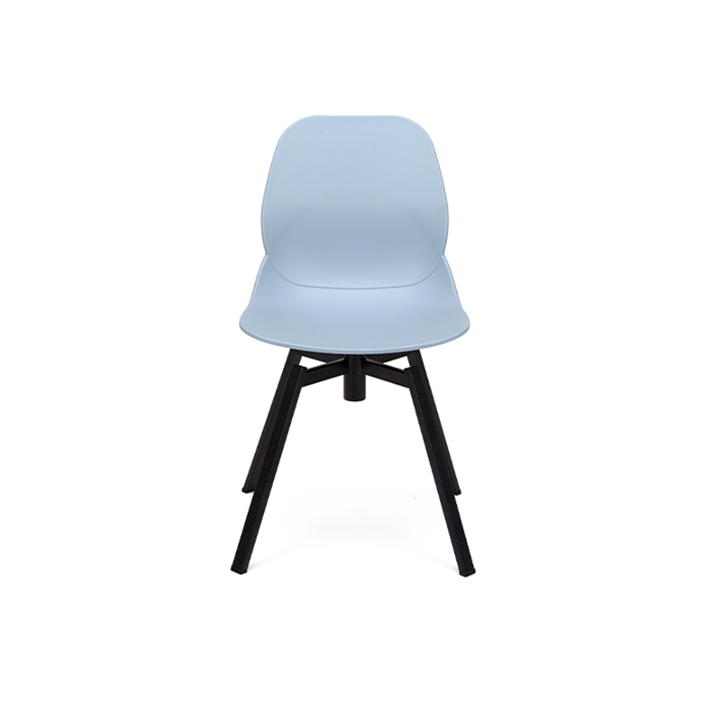 Modern Minimalist 360° Swivel Dining Chair - PP Seat And Black Metal Base Chair For Dining Room