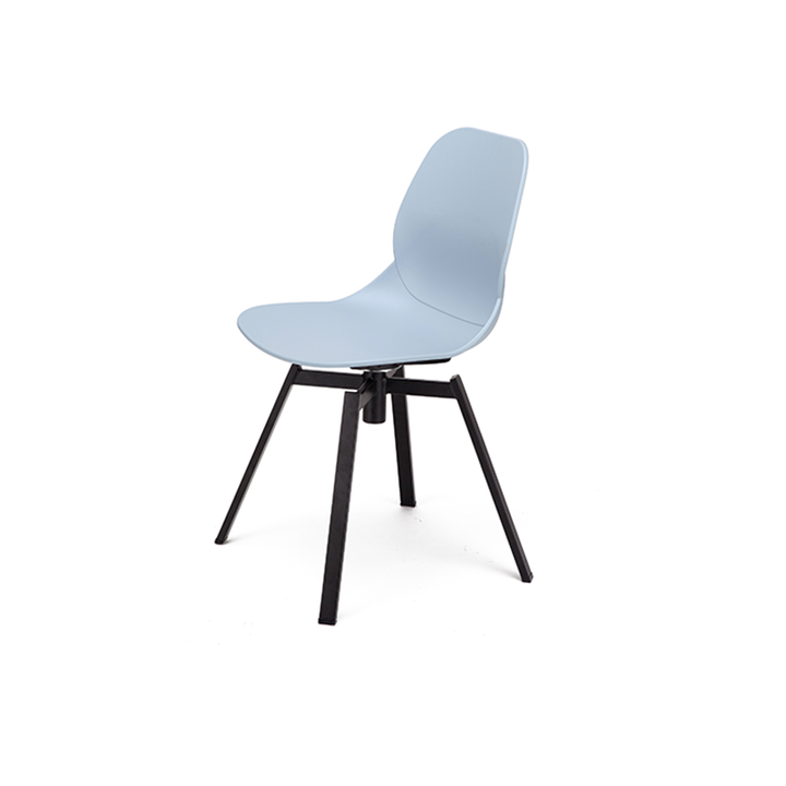 Modern Minimalist 360° Swivel Dining Chair - PP Seat And Black Metal Base Chair For Dining Room