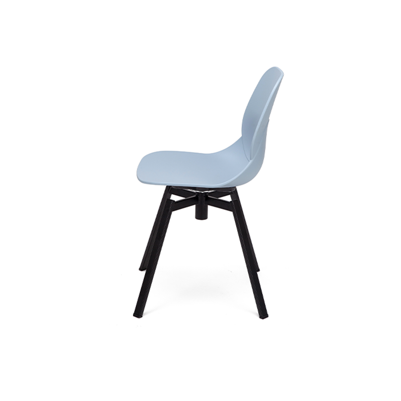 Modern Minimalist 360° Swivel Dining Chair - PP Seat And Black Metal Base Chair For Dining Room