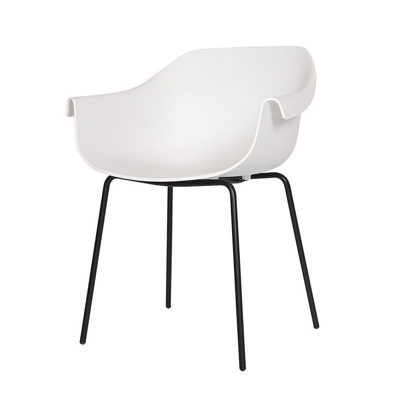 Modern Minimalist PP Seat Back Integrated Arms Steel Base Dining Chair - Ergonomic Curved Back Chair For Dining Room