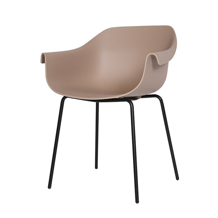 Modern Minimalist PP Seat Back Integrated Arms Steel Base Dining Chair - Ergonomic Curved Back Chair For Dining Room
