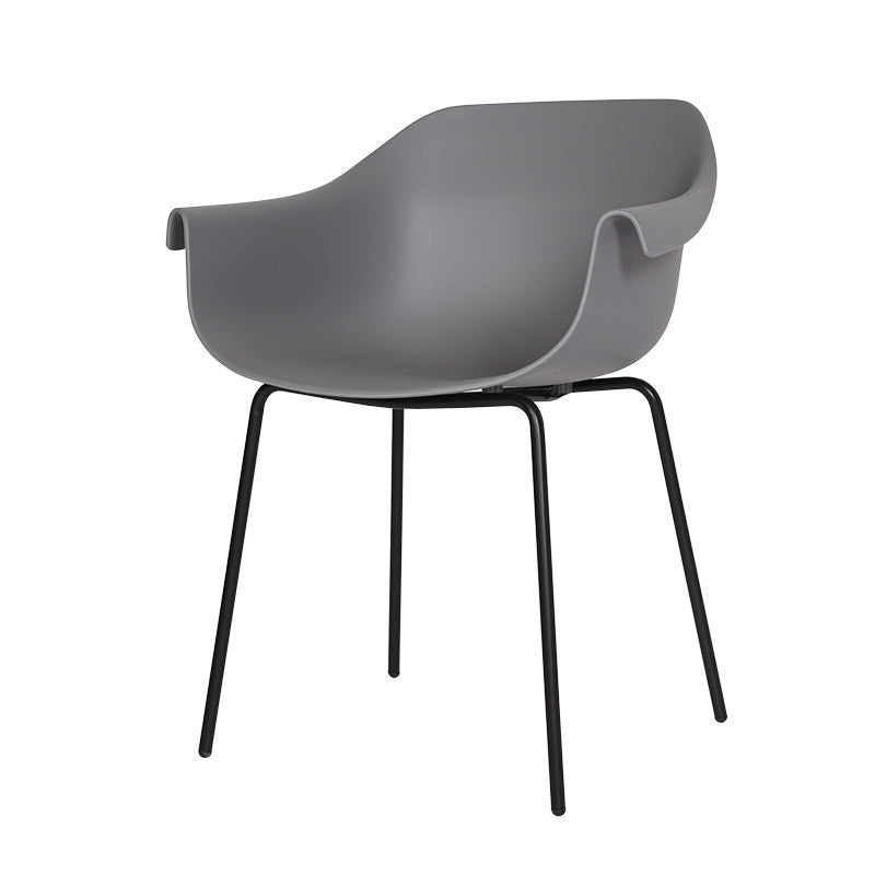 Modern Minimalist PP Seat Back Integrated Arms Steel Base Dining Chair - Ergonomic Curved Back Chair For Dining Room