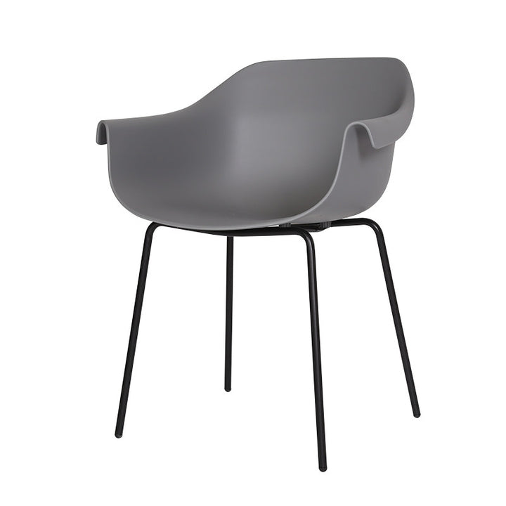 Modern Minimalist PP Seat Back Integrated Arms Steel Base Dining Chair - Ergonomic Curved Back Chair For Dining Room