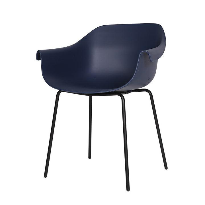 Modern Minimalist PP Seat Back Integrated Arms Steel Base Dining Chair - Ergonomic Curved Back Chair For Dining Room