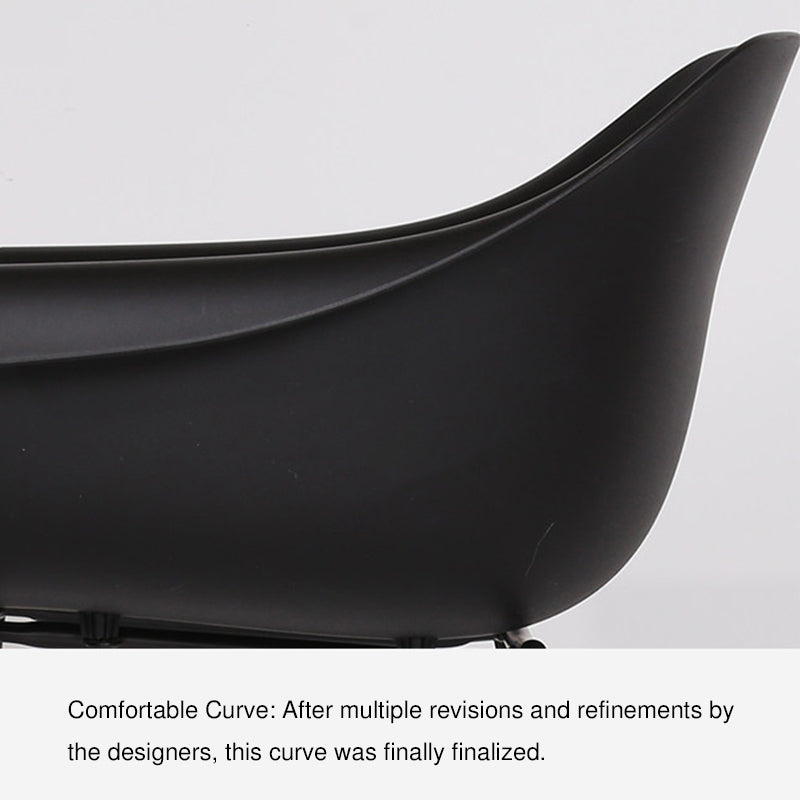 Modern Minimalist PP Seat Back Integrated Arms Steel Base Dining Chair - Ergonomic Curved Back Chair For Dining Room
