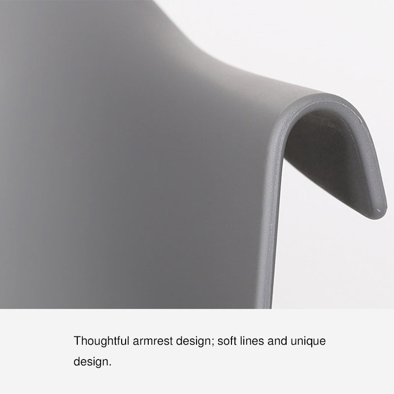 Modern Minimalist PP Seat Back Integrated Arms Steel Base Dining Chair - Ergonomic Curved Back Chair For Dining Room