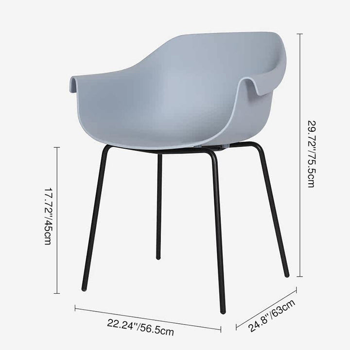 Modern Minimalist PP Seat Back Integrated Arms Steel Base Dining Chair - Ergonomic Curved Back Chair For Dining Room
