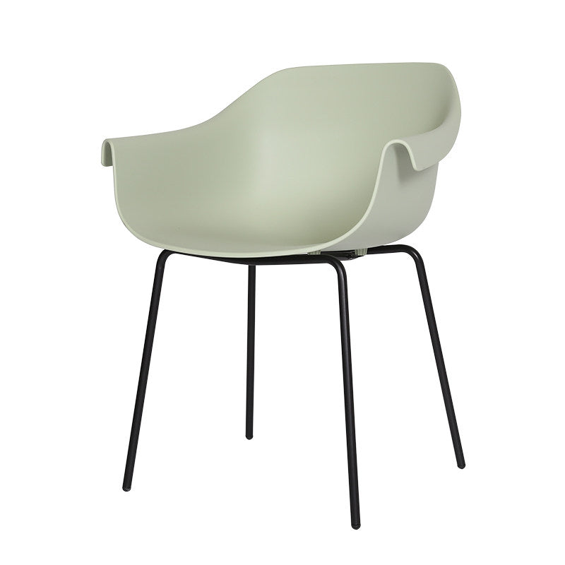 Modern Minimalist PP Seat Back Integrated Arms Steel Base Dining Chair - Ergonomic Curved Back Chair For Dining Room