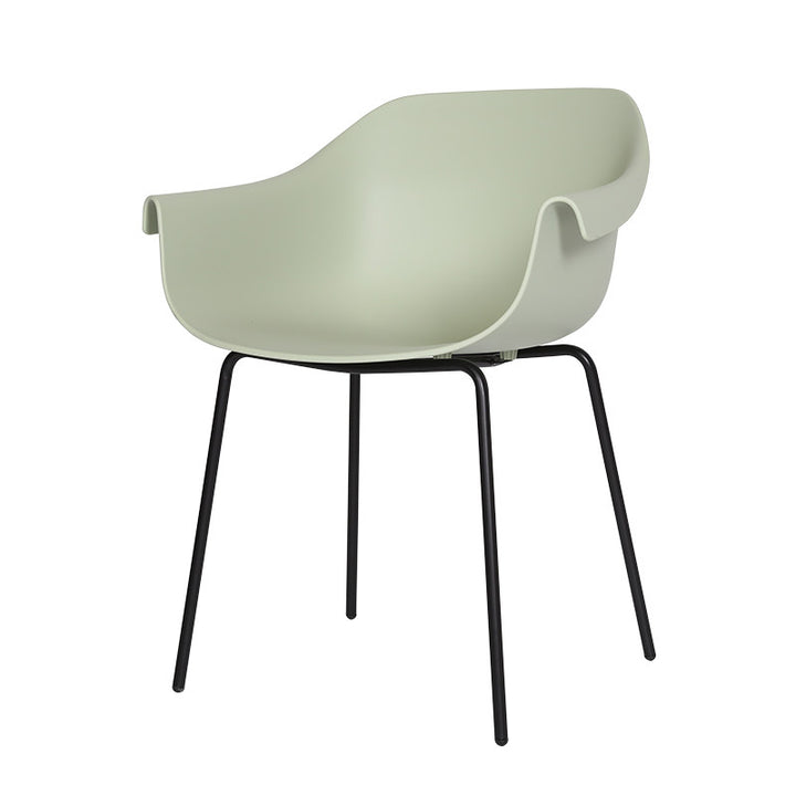 Modern Minimalist PP Seat Back Integrated Arms Steel Base Dining Chair - Ergonomic Curved Back Chair For Dining Room
