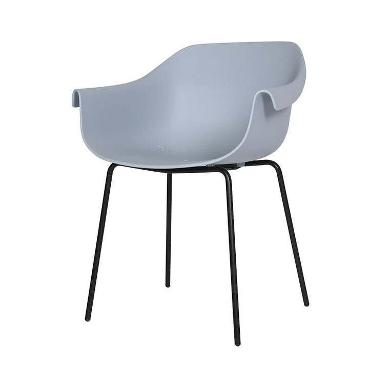 Modern Minimalist PP Seat Back Integrated Arms Steel Base Dining Chair - Ergonomic Curved Back Chair For Dining Room