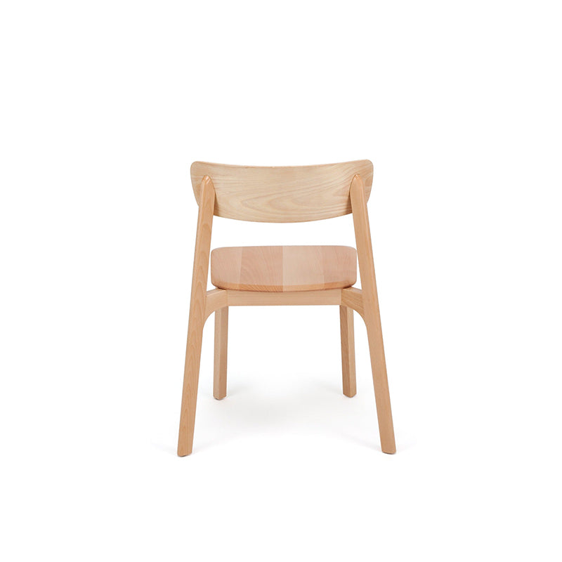 Contemporary Scandinavian Natural Beech Ash Wood Dining Chair - Ergonomic Curved Backrest Accent Chair For Dining Room