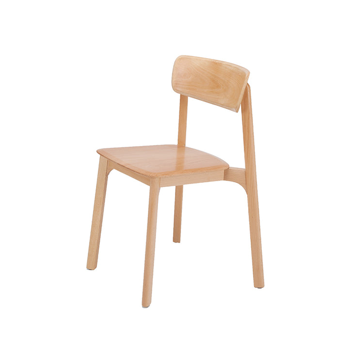 Contemporary Scandinavian Natural Beech Ash Wood Dining Chair - Ergonomic Curved Backrest Accent Chair For Dining Room