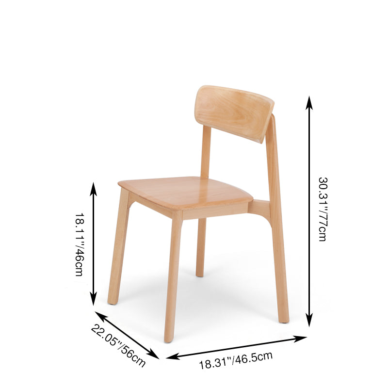 Contemporary Scandinavian Natural Beech Ash Wood Dining Chair - Ergonomic Curved Backrest Accent Chair For Dining Room