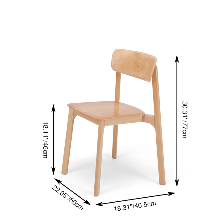 Contemporary Scandinavian Natural Beech Ash Wood Dining Chair - Ergonomic Curved Backrest Accent Chair For Dining Room