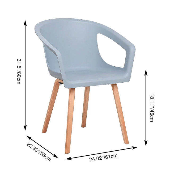 Modern Minimalist PP Beech Plywood Legs Dining Chair - Wraparound Arms Open Side Design Chair For Dining Room