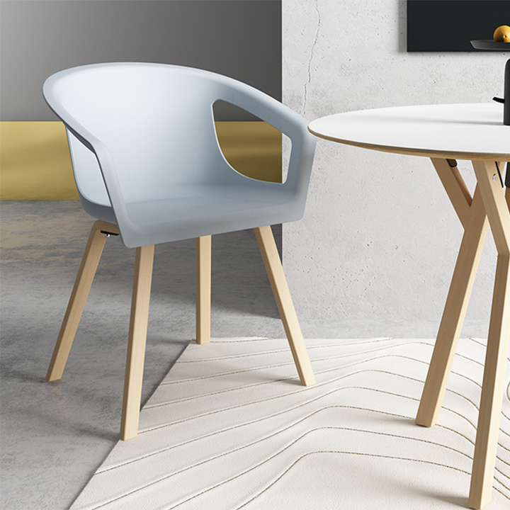 Modern Minimalist PP Beech Plywood Legs Dining Chair - Wraparound Arms Open Side Design Chair For Dining Room
