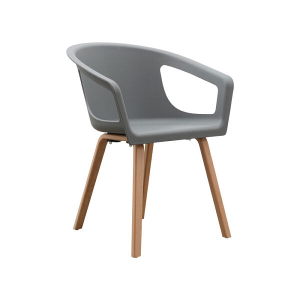 Modern Minimalist PP Beech Plywood Legs Dining Chair - Wraparound Arms Open Side Design Chair For Dining Room