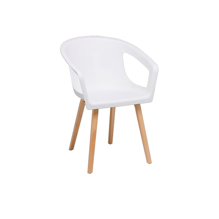 Modern Minimalist PP Beech Plywood Legs Dining Chair - Wraparound Arms Open Side Design Chair For Dining Room