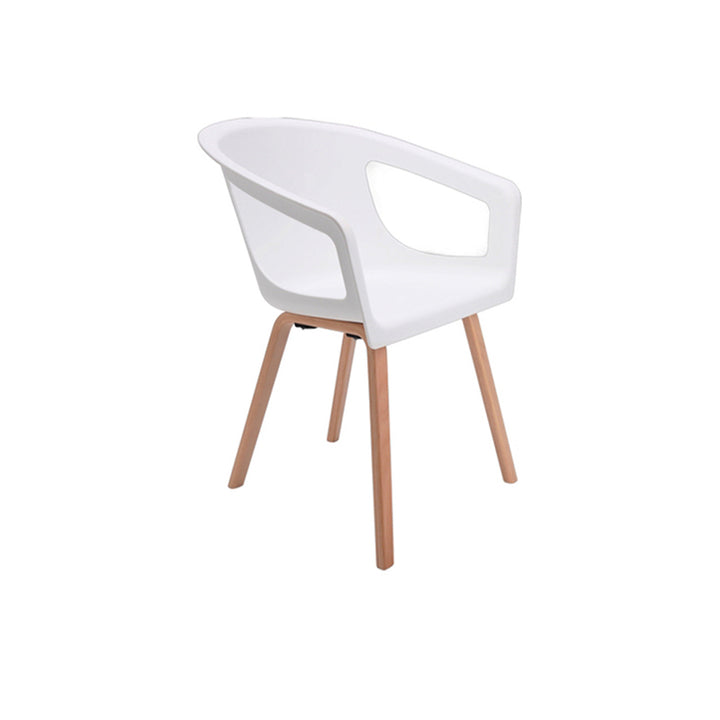 Modern Minimalist PP Beech Plywood Legs Dining Chair - Wraparound Arms Open Side Design Chair For Dining Room