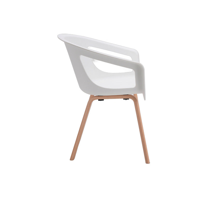 Modern Minimalist PP Beech Plywood Legs Dining Chair - Wraparound Arms Open Side Design Chair For Dining Room