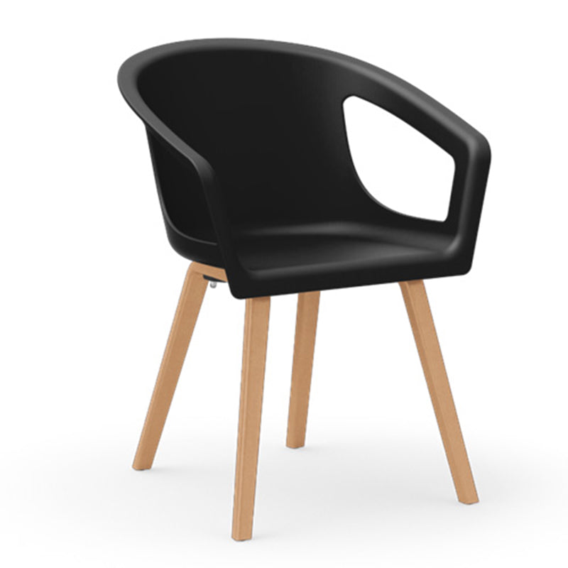 Modern Minimalist PP Beech Plywood Legs Dining Chair - Wraparound Arms Open Side Design Chair For Dining Room