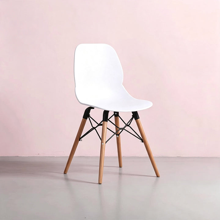 Modern Minimalist PP Beech Wood Legs Dining Chair - Curved Reinforced Steel Support Chair For Dining Room
