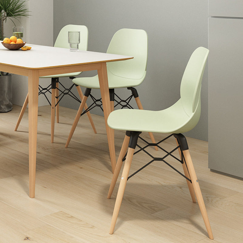 Modern Minimalist PP Beech Wood Legs Dining Chair - Curved Reinforced Steel Support Chair For Dining Room