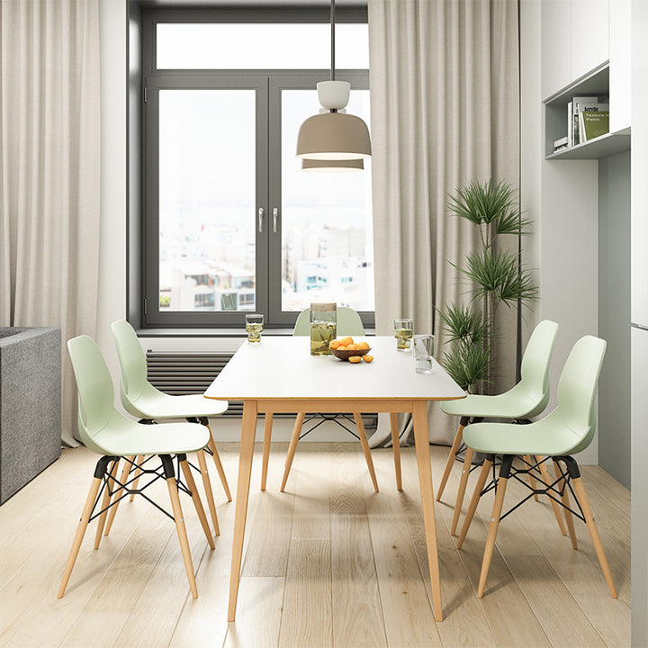 Modern Minimalist PP Beech Wood Legs Dining Chair - Curved Reinforced Steel Support Chair For Dining Room
