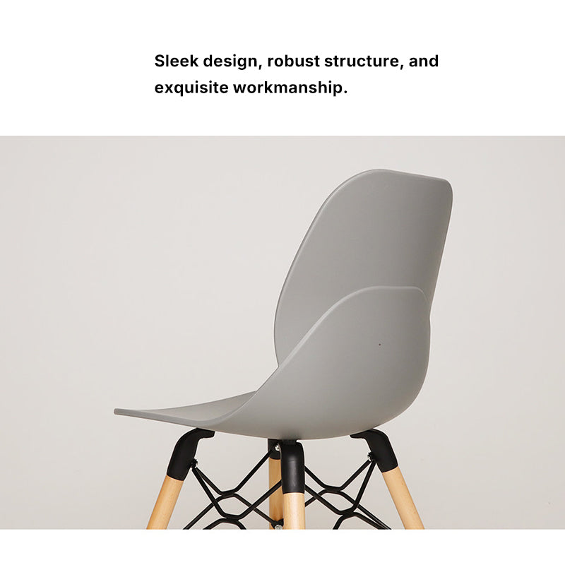 Modern Minimalist PP Beech Wood Legs Dining Chair - Curved Reinforced Steel Support Chair For Dining Room