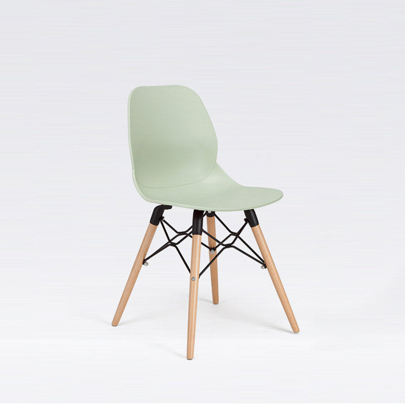 Modern Minimalist PP Beech Wood Legs Dining Chair - Curved Reinforced Steel Support Chair For Dining Room