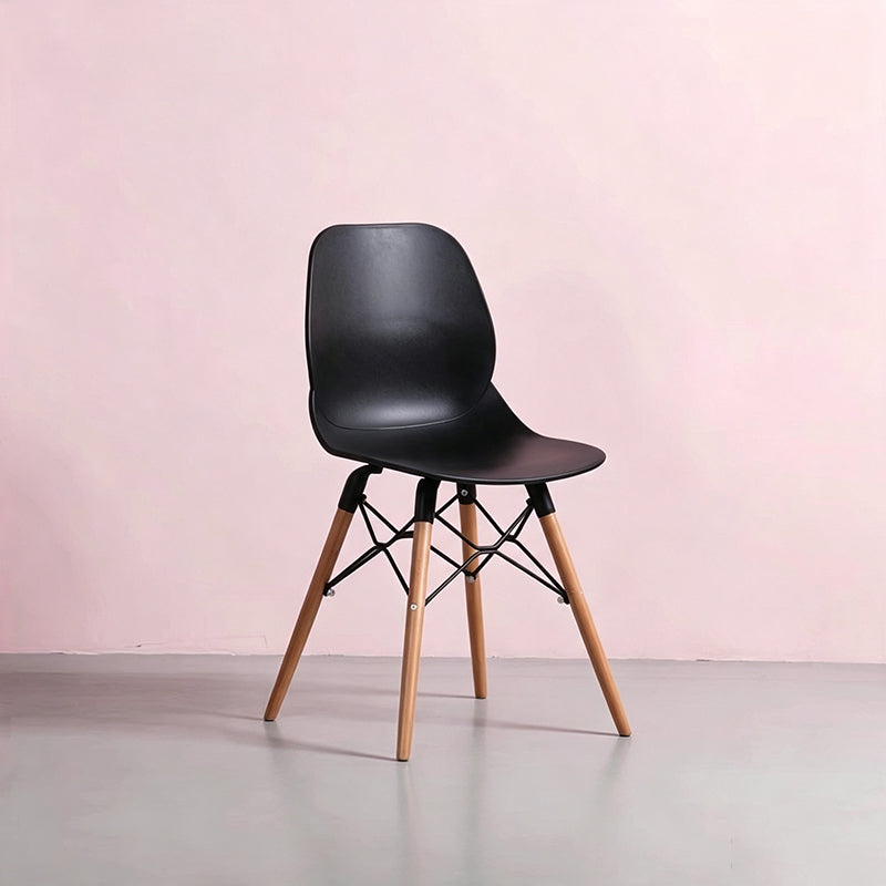 Modern Minimalist PP Beech Wood Legs Dining Chair - Curved Reinforced Steel Support Chair For Dining Room