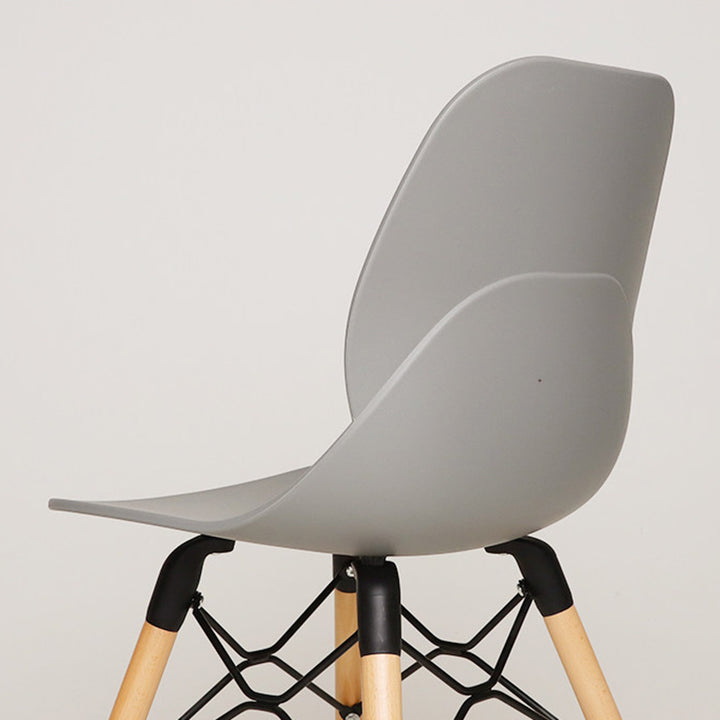 Modern Minimalist PP Beech Wood Legs Dining Chair - Curved Reinforced Steel Support Chair For Dining Room