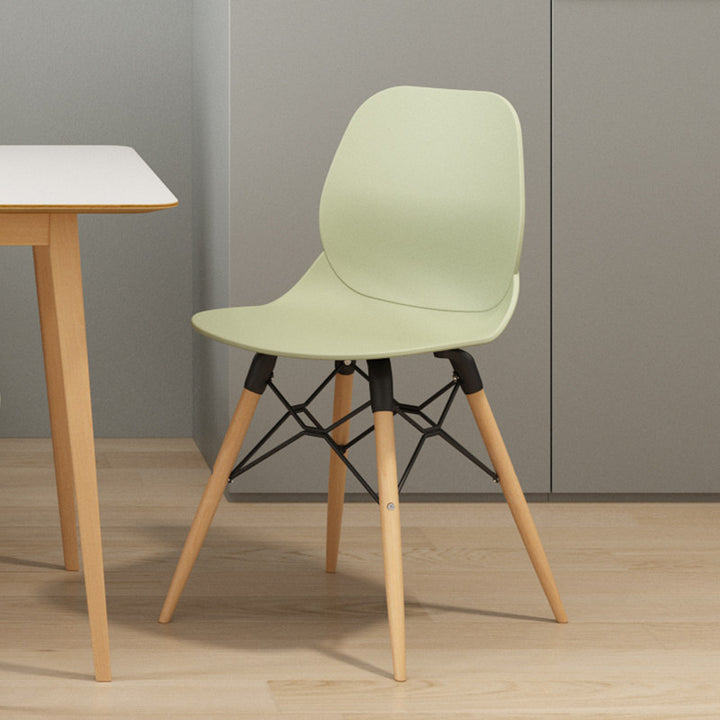 Modern Minimalist PP Beech Wood Legs Dining Chair - Curved Reinforced Steel Support Chair For Dining Room