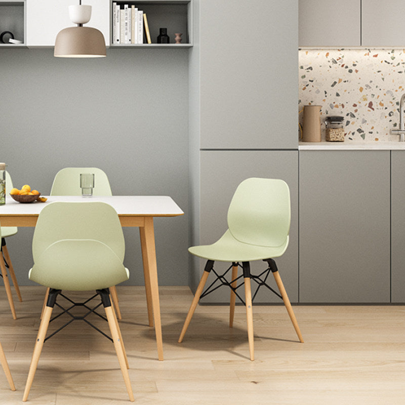 Modern Minimalist PP Beech Wood Legs Dining Chair - Curved Reinforced Steel Support Chair For Dining Room