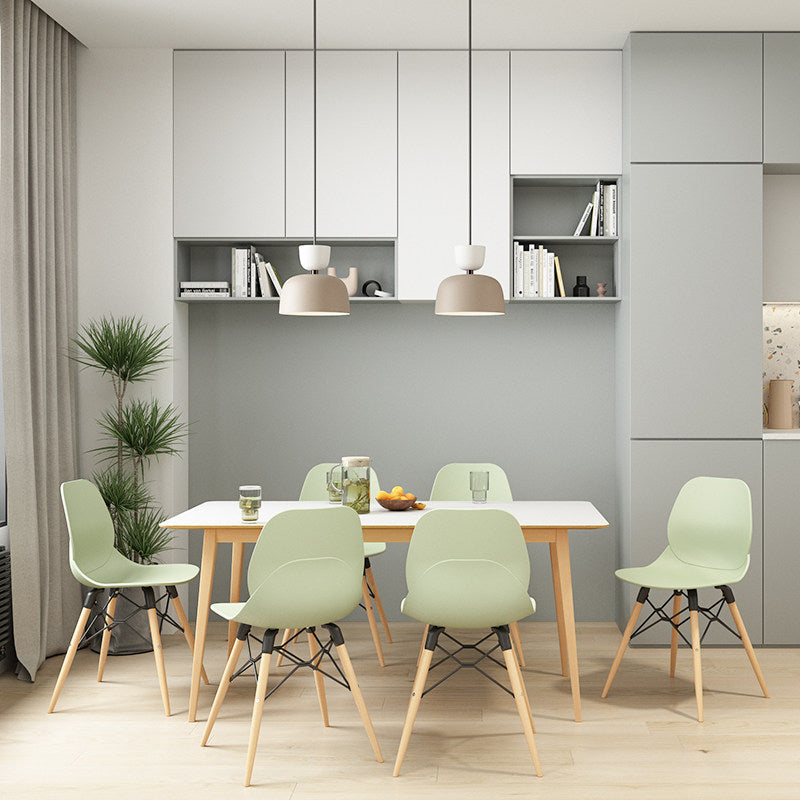 Modern Minimalist PP Beech Wood Legs Dining Chair - Curved Reinforced Steel Support Chair For Dining Room