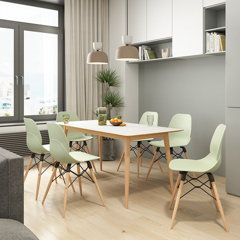 Modern Minimalist PP Beech Wood Legs Dining Chair - Curved Reinforced Steel Support Chair For Dining Room