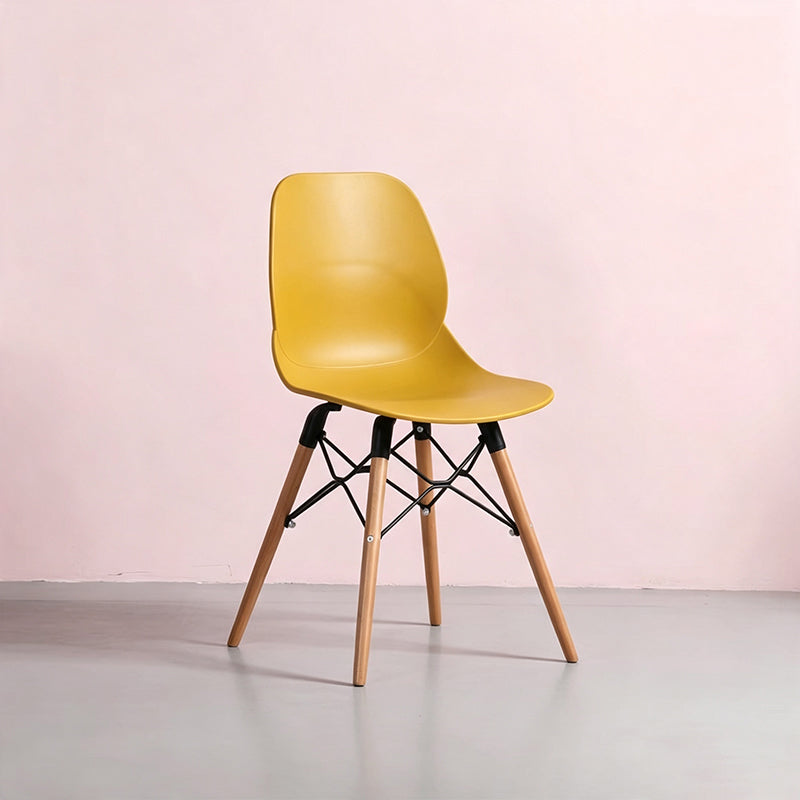 Modern Minimalist PP Beech Wood Legs Dining Chair - Curved Reinforced Steel Support Chair For Dining Room