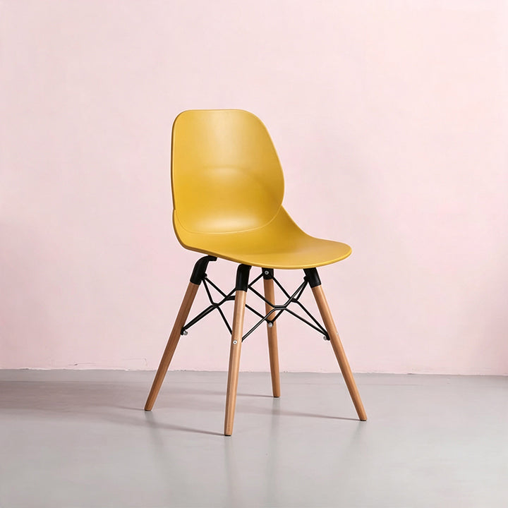 Modern Minimalist PP Beech Wood Legs Dining Chair - Curved Reinforced Steel Support Chair For Dining Room