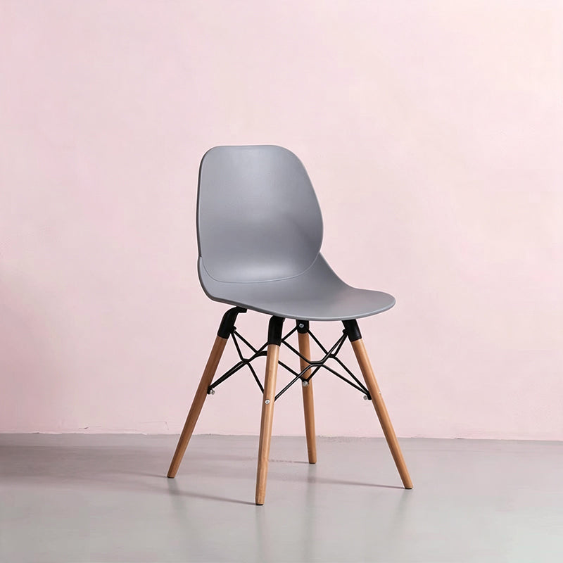 Modern Minimalist PP Beech Wood Legs Dining Chair - Curved Reinforced Steel Support Chair For Dining Room