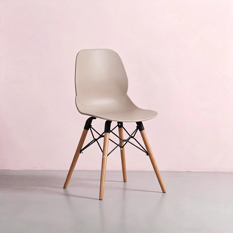 Modern Minimalist PP Beech Wood Legs Dining Chair - Curved Reinforced Steel Support Chair For Dining Room
