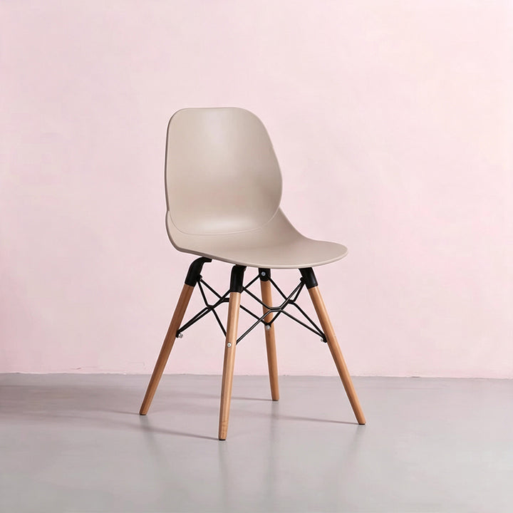 Modern Minimalist PP Beech Wood Legs Dining Chair - Curved Reinforced Steel Support Chair For Dining Room