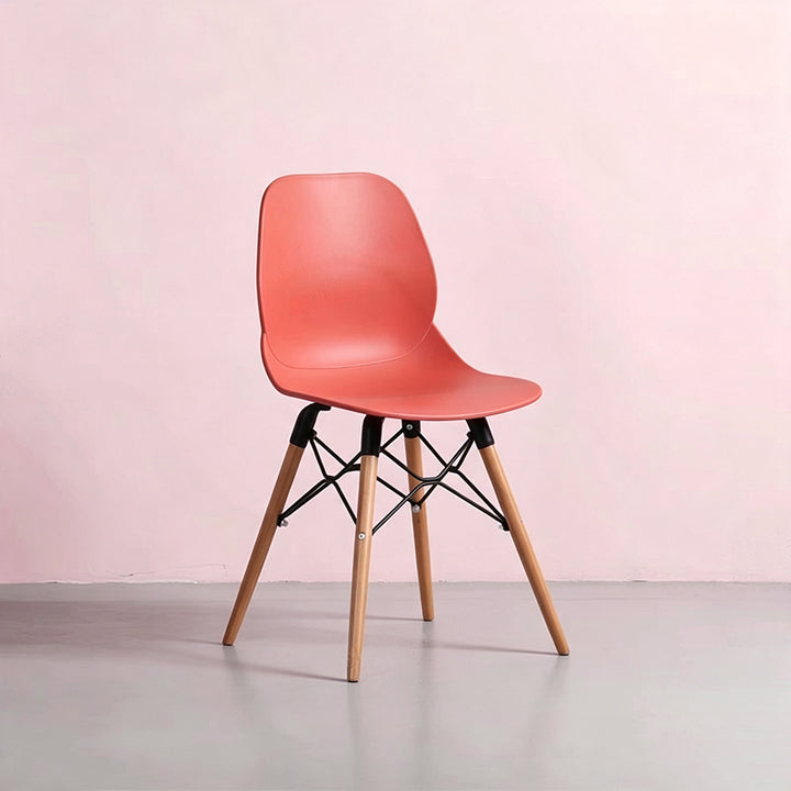 Modern Minimalist PP Beech Wood Legs Dining Chair - Curved Reinforced Steel Support Chair For Dining Room