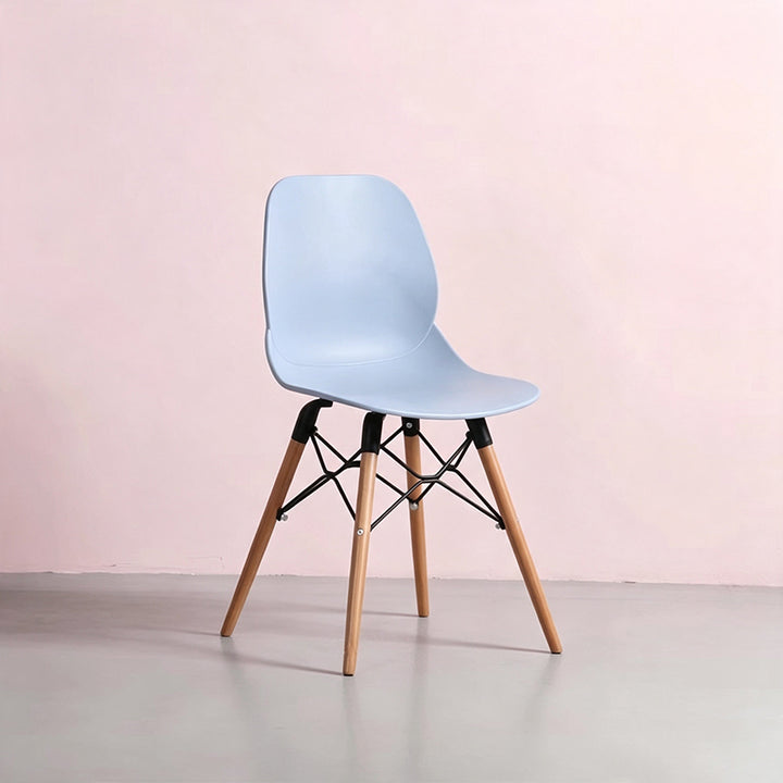 Modern Minimalist PP Beech Wood Legs Dining Chair - Curved Reinforced Steel Support Chair For Dining Room