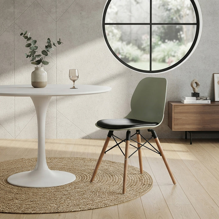 Contemporary Scandinavian PP Beech Wood Legs Chair - Upholstered Seat Cross Support Dining Chair For Dining Room