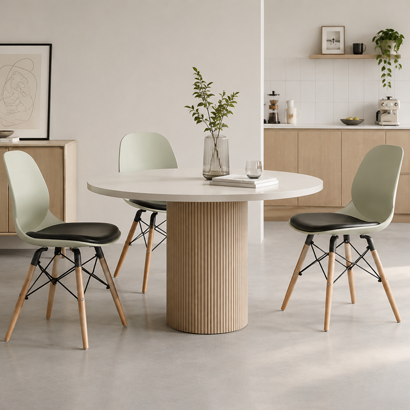 Contemporary Scandinavian PP Beech Wood Legs Chair - Upholstered Seat Cross Support Dining Chair For Dining Room