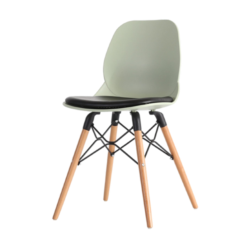 Contemporary Scandinavian PP Beech Wood Legs Chair - Upholstered Seat Cross Support Dining Chair For Dining Room